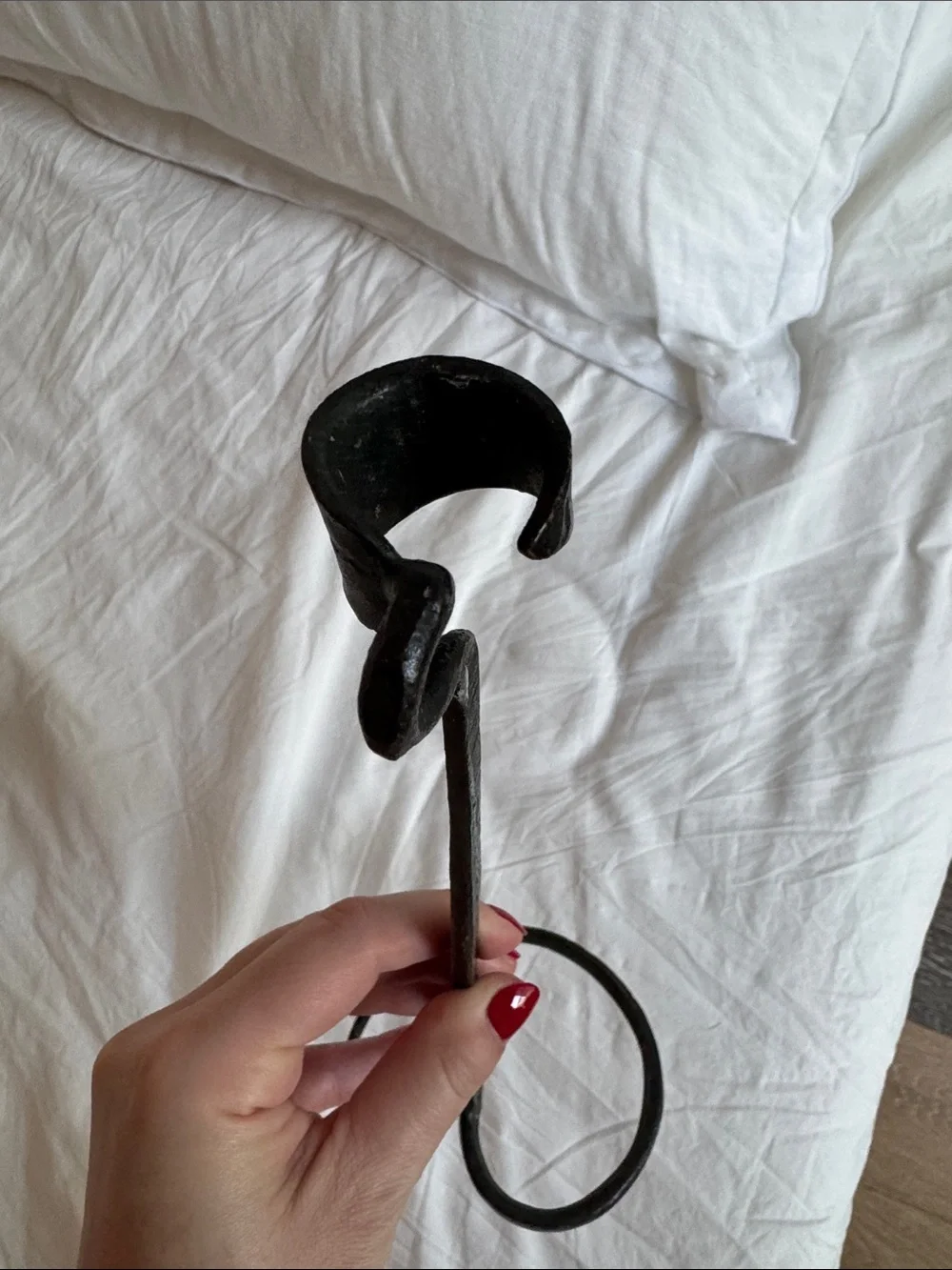 Vintage Lance Cloutier Brutalist Style Hand Forged Iron Candle Stick